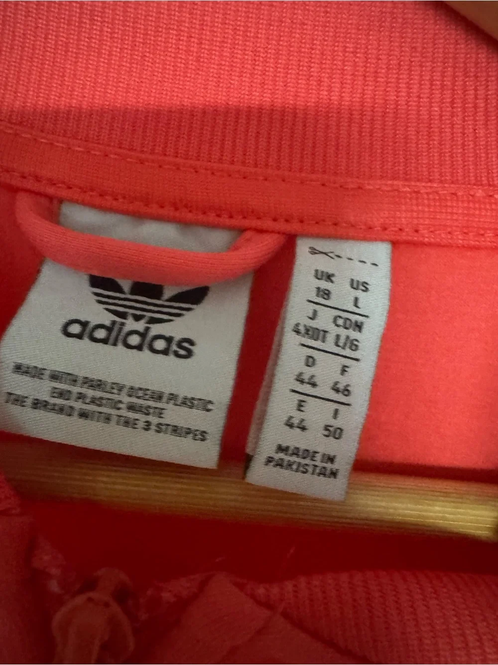Women’s Large Adidas Coral Pink Trefoil Zip Track Jacket like New - Picture 3 of 10